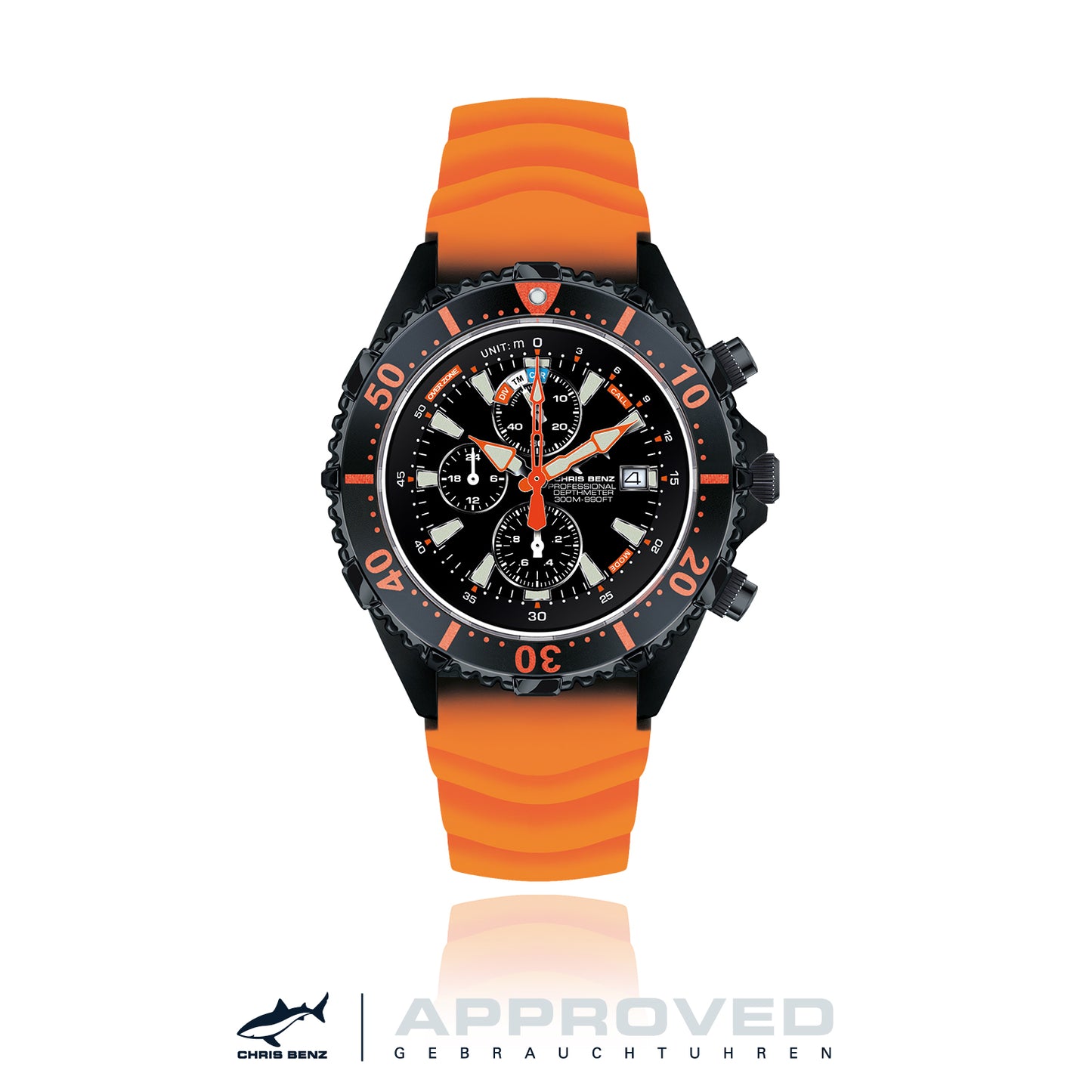 CHRIS BENZ DEPTHMETER CHRONOGRAPH 300M RESCUE DIVER APPROVED