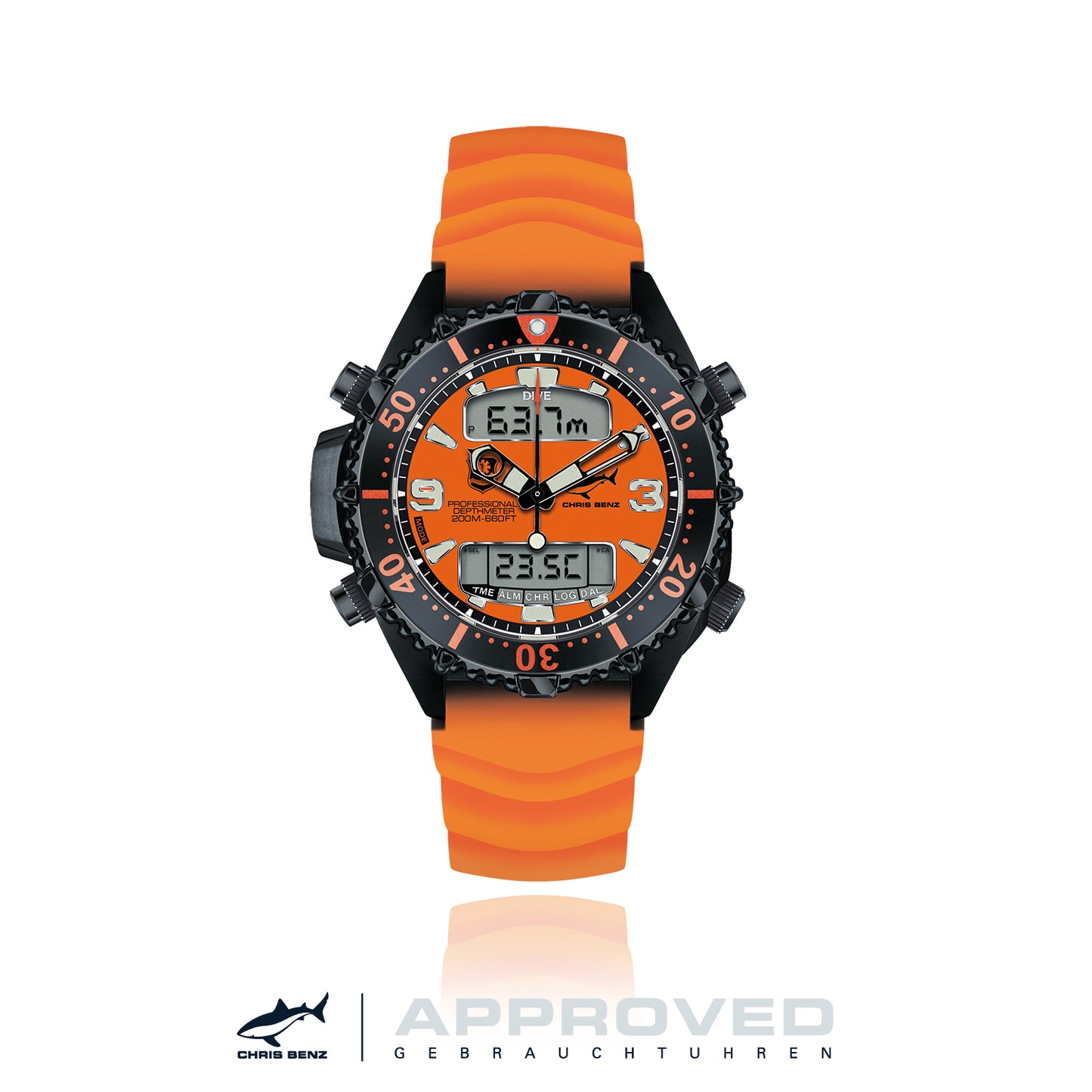 CHRIS BENZ DEPTHMETER DIGITAL 200M RESCUE DIVER APPROVED